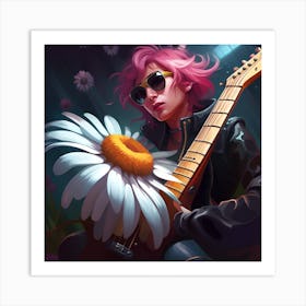 Girl With Pink Hair Art Print