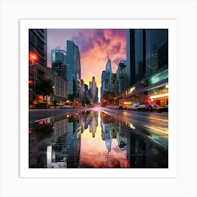 Sunset In New York City 1 Art Print