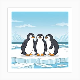 Penguins On Ice Art Print