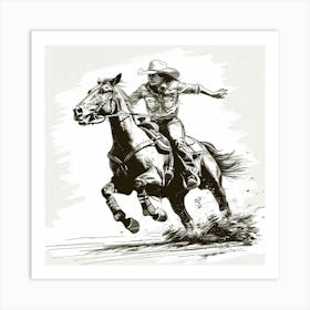 Cowboy Riding A Horse 2 Art Print