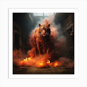 Tiger In Flames Art Print