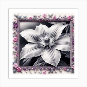 Clematis embroidered with beads 1 Art Print