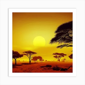 Sunset In The Savannah Art Print