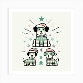 Christmas Dogs Art Print