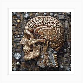 Brain On A Circuit Board Art Print