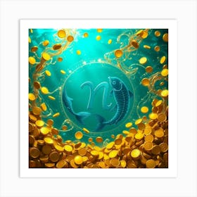 Fish and gold coins Art Print