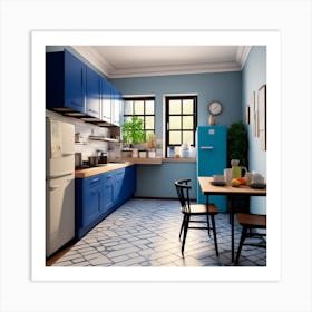 Blue Kitchen Art Print