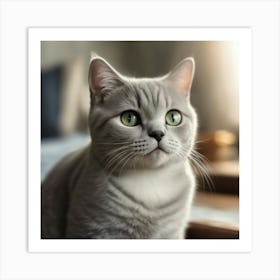 Portrait Of A Grey Cat Art Print