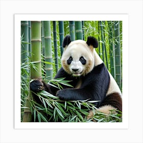 Panda Bear Bamboo Endangered China Wildlife Cute Furry Black White Endemic Conservation (1) Art Print