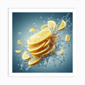 Lemon Slice with Water Splash Art Print