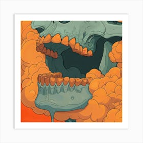 Skull With Smoke Coming Out Of His Mouth Art Print