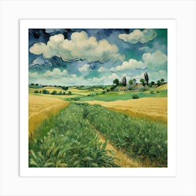 Green Wheat Fields Auvers Vincent Van Gogh Art Print 3 Art Print