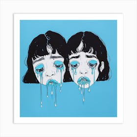 Two Girls Crying Art Print