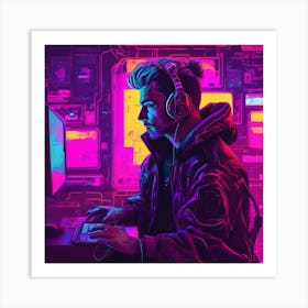 Cyberpunk on Computer Art Print