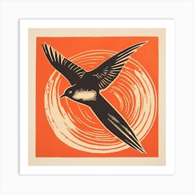 Retro Bird Lithograph Chimney Swift 1 Art Print