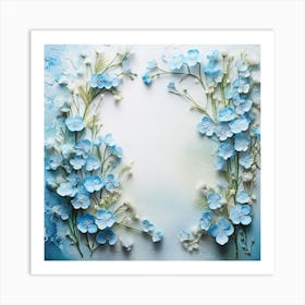 Frame Of Blue Flowers Art Print