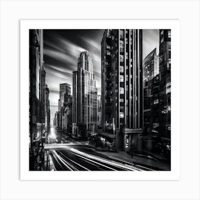 Cityscape In Black And White Art Print