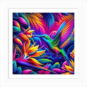 Hummingbird In The Jungle Art Print