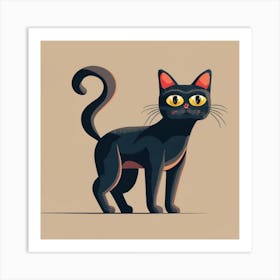 Pixel Art Black Cat Poster 1 Art Print