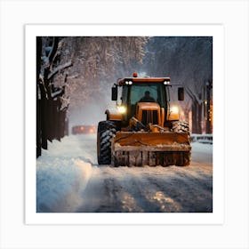 Snow Plowing In The Winter Art Print