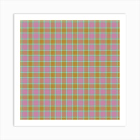 Pink Plaid Fabric 3 Art Print