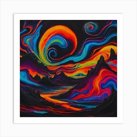 Surreal Swirling Landscape Abstract Painting Art Print