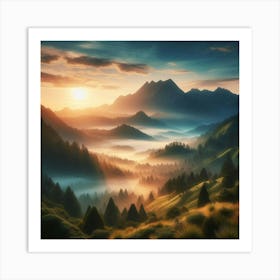 Sunrise In The Mountains 48 Art Print