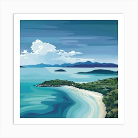 A Whitsunday Islands In Australia Vector Design Art Print