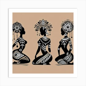 Tribal African Art Women silhouettes 1 Art Print