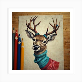 Deer Drawing 2 Art Print