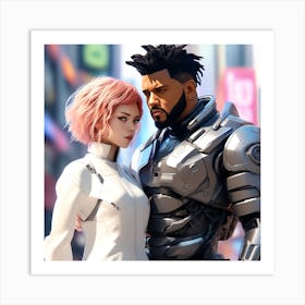3d Dslr Photography The Weeknd Xo And Mike Dean, Cyberpunk Art, By Krenz Cushart, Wears A Suit Of Power Armor Art Print