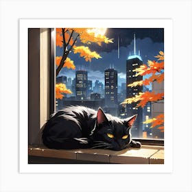 Cat In The Window Art Print