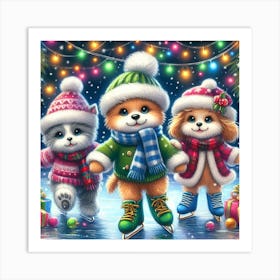 Christmas Ice Skating Art Print