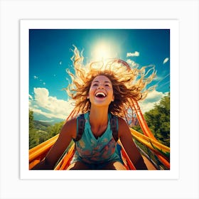 Firefly Adventure, Excitement, Thrill, Roller Coaster, Wind, Sun, Hair, Fun, Amusement Park, Adrenal (10) Art Print