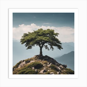 Lone Tree On Top Of Mountain 23 Art Print