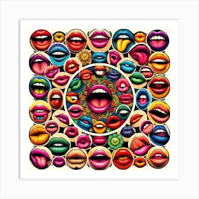 Rainbow Of Lips Art Print