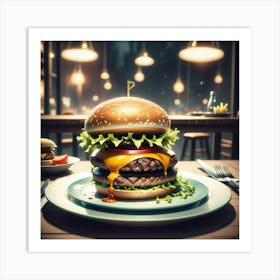 Burger In A Restaurant 9 Art Print