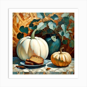 Pumpkins Tablescape Art Print