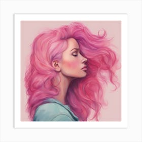 Pink Haired Girl Art Print