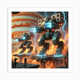 A Sci Fi Depiction Of Stormblade Mechs, Giant Mech Art Print