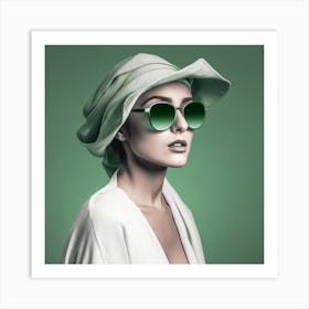 Portrait Of A Woman In Sunglasses Art Print