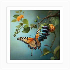 Butterfly On A Branch Art print Art Print