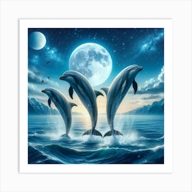 Dolphins In The Sea 1 Art Print