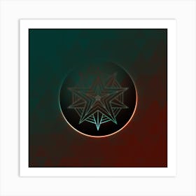 Geometric Neon Glyph on Jewel Tone Triangle Pattern 397 Art Print