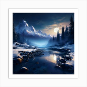 Snowy Landscape Wallpaper Art Print