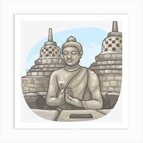 Buddha In Meditation Borobudur temple Art Print