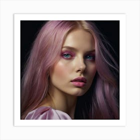 Portrait Of A Young Woman With Pink Hair Art Print