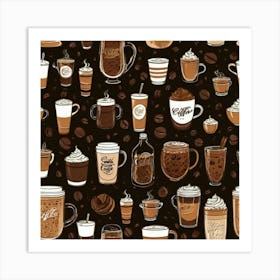 Coffee Pattern Art Print