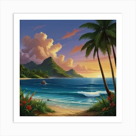 Sunset On The Beach Art Print