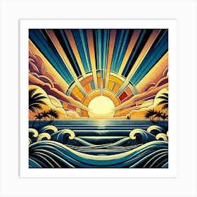 Sunset At The Beach 7 Art Print